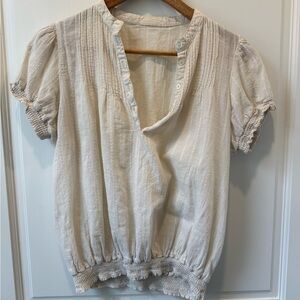 Women's Cream Short Sleeve Top